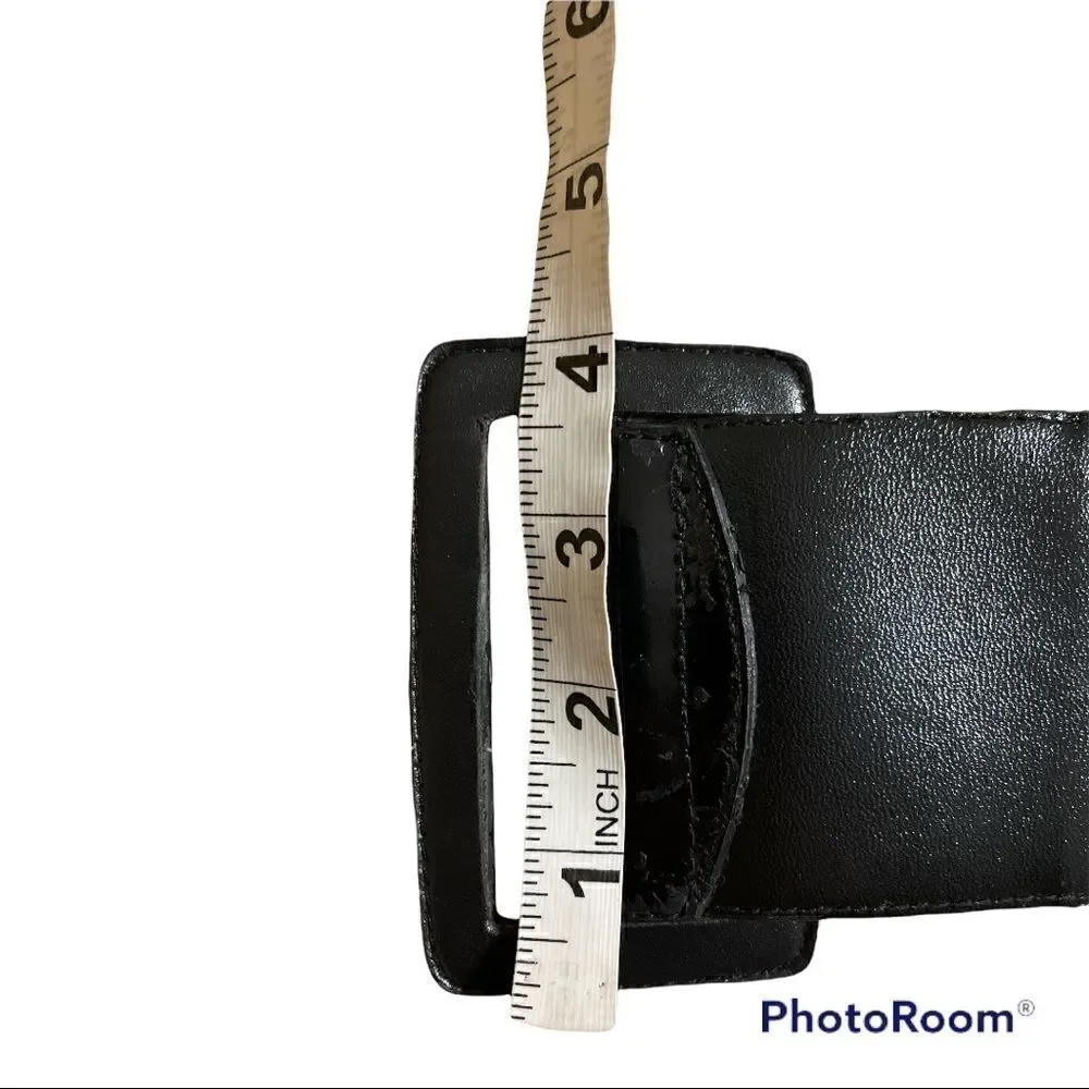 Vintage 1980s Broad Elasticated belt with Patent Buckle